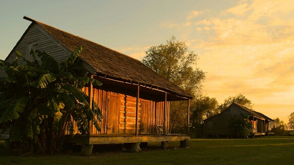 A restored slave cabin at Whitney Plantation
