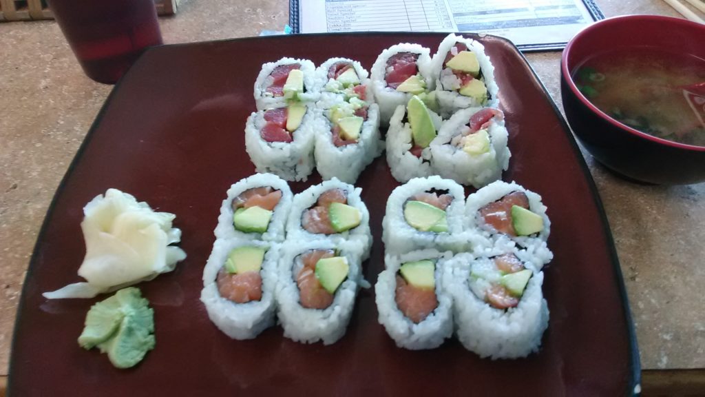 Tuna Roll + Salmon Roll = $8.50